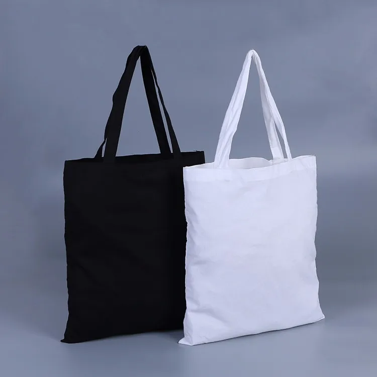 Wholesale White And Black Plain Cotton Canvas Handles Black Canvas Tote ...