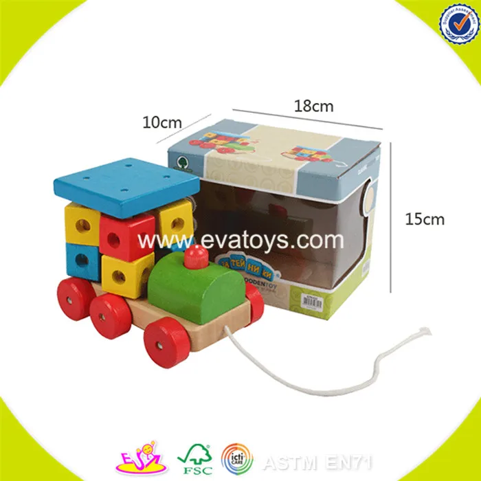 2018 Wholesale Baby Wooden Block 기차 Funny Kids Wooden Block 기차 인기있는 어린이