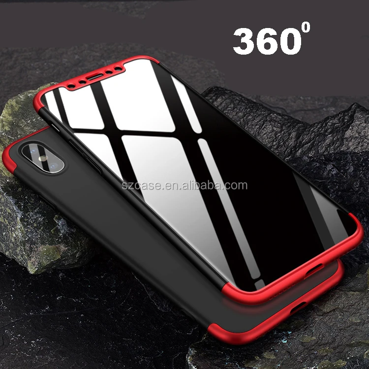 

Free shipping luxury 360 degree smartphone 3in1 full cover case with tempered glass for iphone x