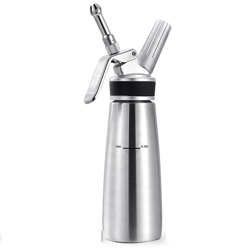 

500ml Aluminum Cream Whipper With 3 Extra Nozzles High Quality Dispenser, Silver/red/green/customized