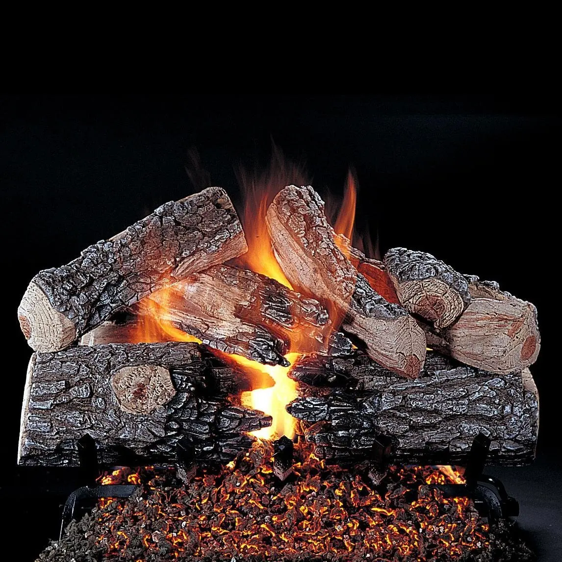 Rasmussen 30-inch Evening Prestige Gas Log Set With Vented Natural Gas Custom Pan Burner - Variable Flame Remote