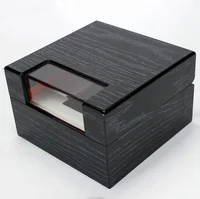 

High Gloss Branded Wooden Single Square Window Style Clear Lid Large Watch Box For Man