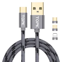 

Free Shipping TOPK AN09 1M Gold Plating Nylon Weave Micro USB Type C Charging Cable