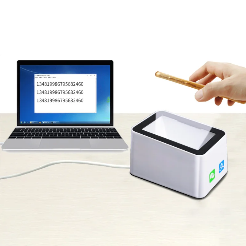 QR code RFID card Reader 13.56MHZ USB Wired Desktop 1D 2D Barcode Scanner