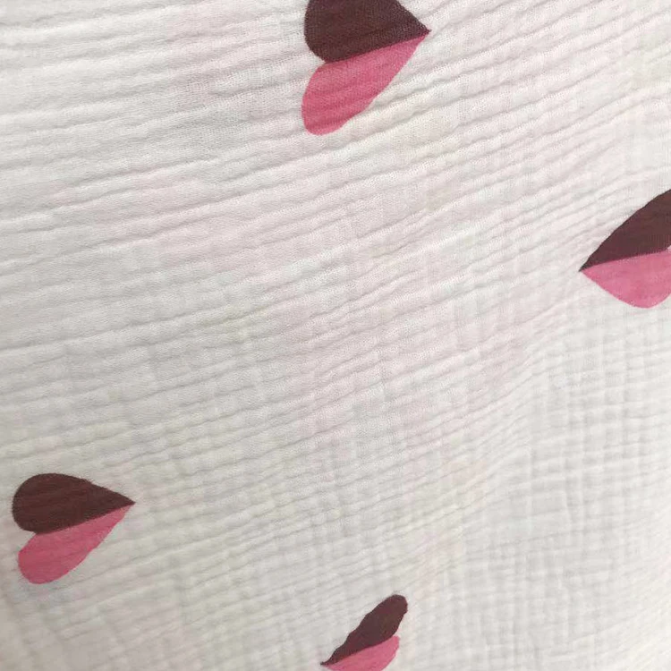 
Wholesale cheap custom pattern 100% cotton gauze crinkle fabric in india for baby 