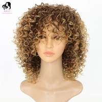 

Wholesale Cheap Kinky Curly Heat Resistant Fiber Wigs Synthetic Short Ombre Afro Wigs