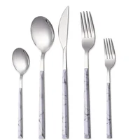 

New Arrival China Wholesale 18/10 Stainless Steel Flatware Black And White Marbling Plastic Handle Wedding Hotel Cutlery Set