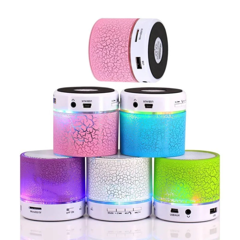 

A9 LED Bluetooth Mini Speakers Hands Free Portable Wireless Speaker With TF Card Mic USB Audio Music Player, Black / white / pink/ purple / green
