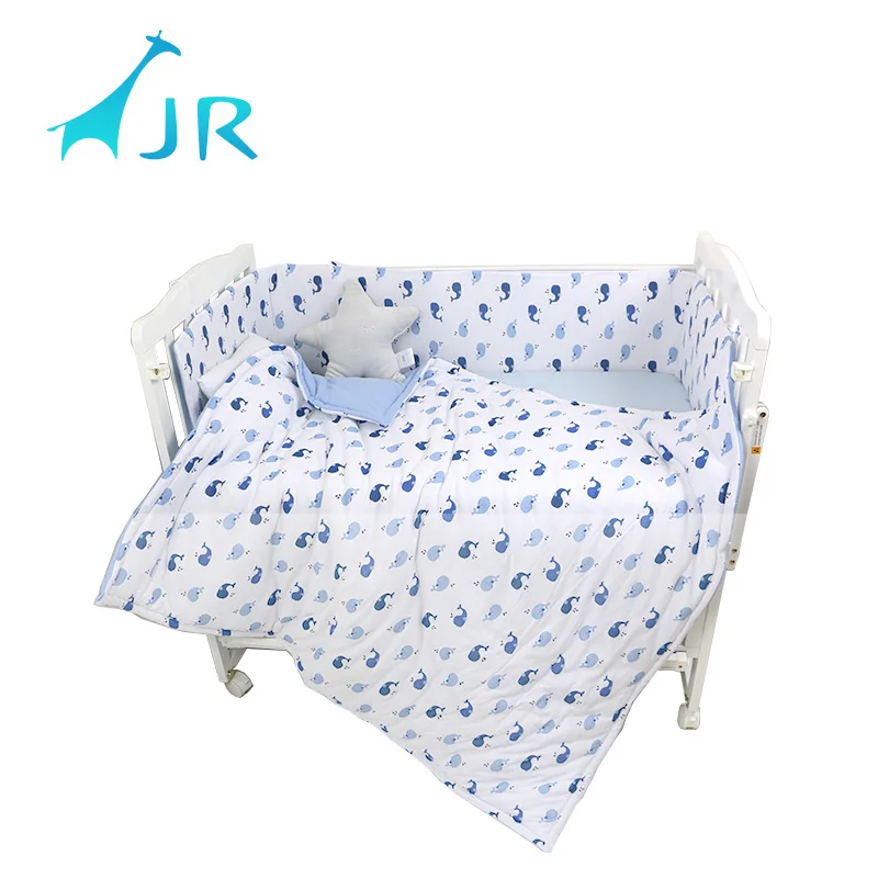 100 Cotton Printed Knitting Crib Duvet Cover Set Baby Bedding Set