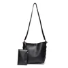 SP603 Black Pu Leather Lace Up Shoulder Tote Dual Function Bag
