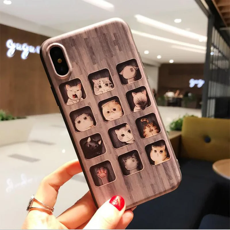 

For iPhone X 8 8Plus 7 7Plus 6G 6s Plus 5 Funny Cartoon Cat Bear Pattern Soft Silicone Phone Case Animals Cover Back