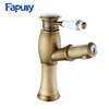 Fapully Cold Hot Deck Mounted Antique Brass Pull Out Basin Sink Tap sanitary wares