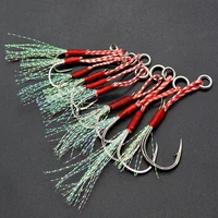

In stock Rigged Tandem Jig Hooks for Slow Pitch Jigging Lures Assist Pike Hooks For Saltwater Fishing