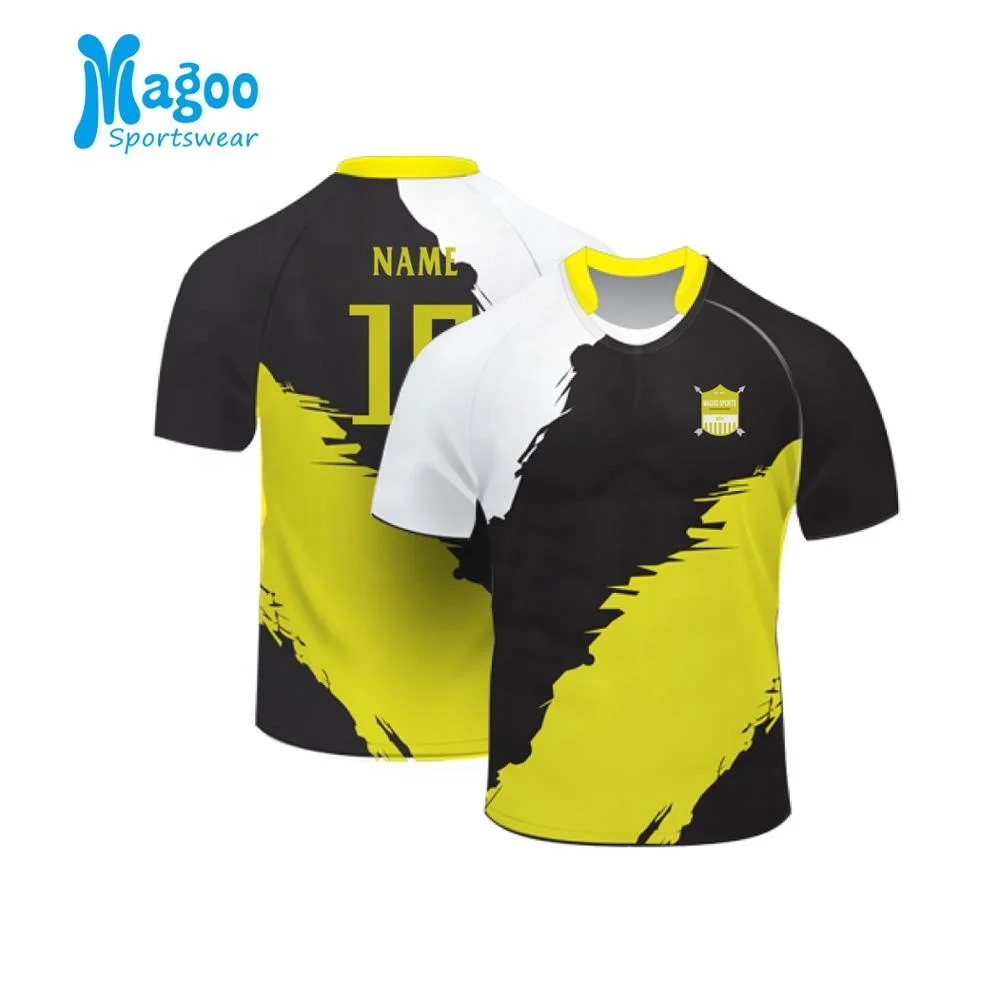 

100% Polyester Rugby Football Jersey, Sublimated Rugby Set, Customized color