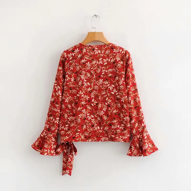 red flare sleeve top