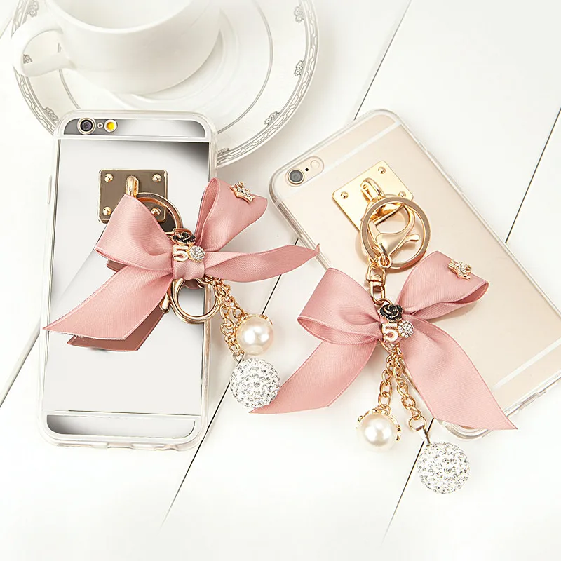 

diy style handmade Bowknot Tassel Case for Iphone 6 6s 6Plus 7 7 plus 5se soft tpu mirror Case glitter clear Cover case
