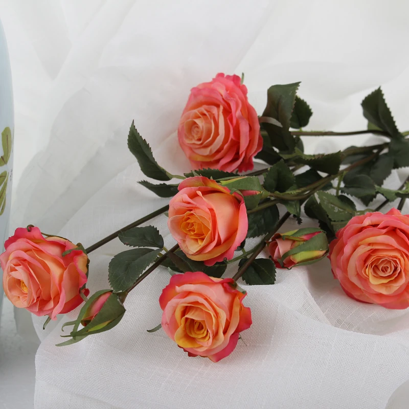 
7 cm Diameter Mini Rose Bouquet White Color Wedding Decoration Arrangement Artificial Silk Rose Flower Heads for Flower Wall 