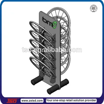 Bicycle Wheel Display Stand Tsdm100 Custom Double Sided Floor Standing Metal Bicycle Wheel 2 Bicycle Wheel Display Stand Tsdm100 Custom Double Sided Floor Standing Metal Bicycle Wheel 2