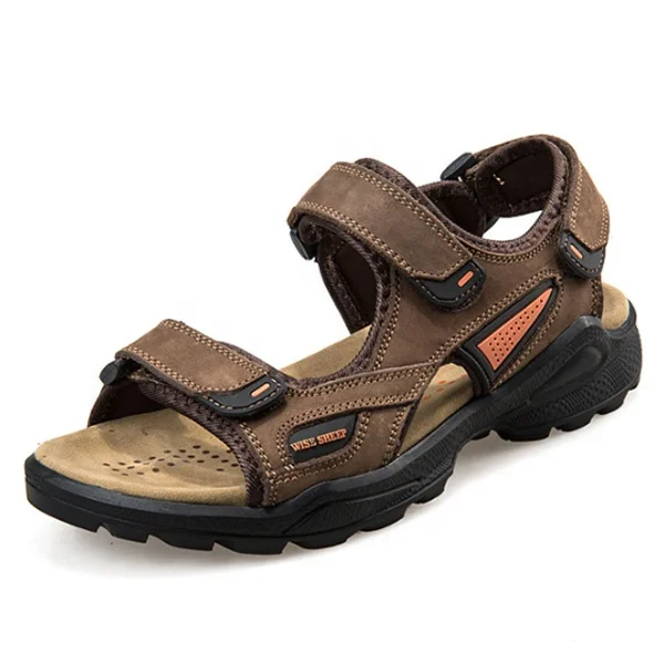 

Chinese sandal factory hot sell adjustable summer fashion handmade leather hiking sports sandals men