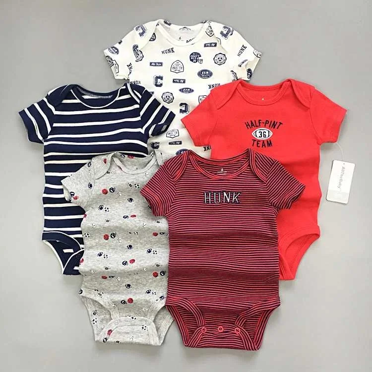 

2021 hot sale summer wholesale 5-pack 100% cotton baby boy children rompers