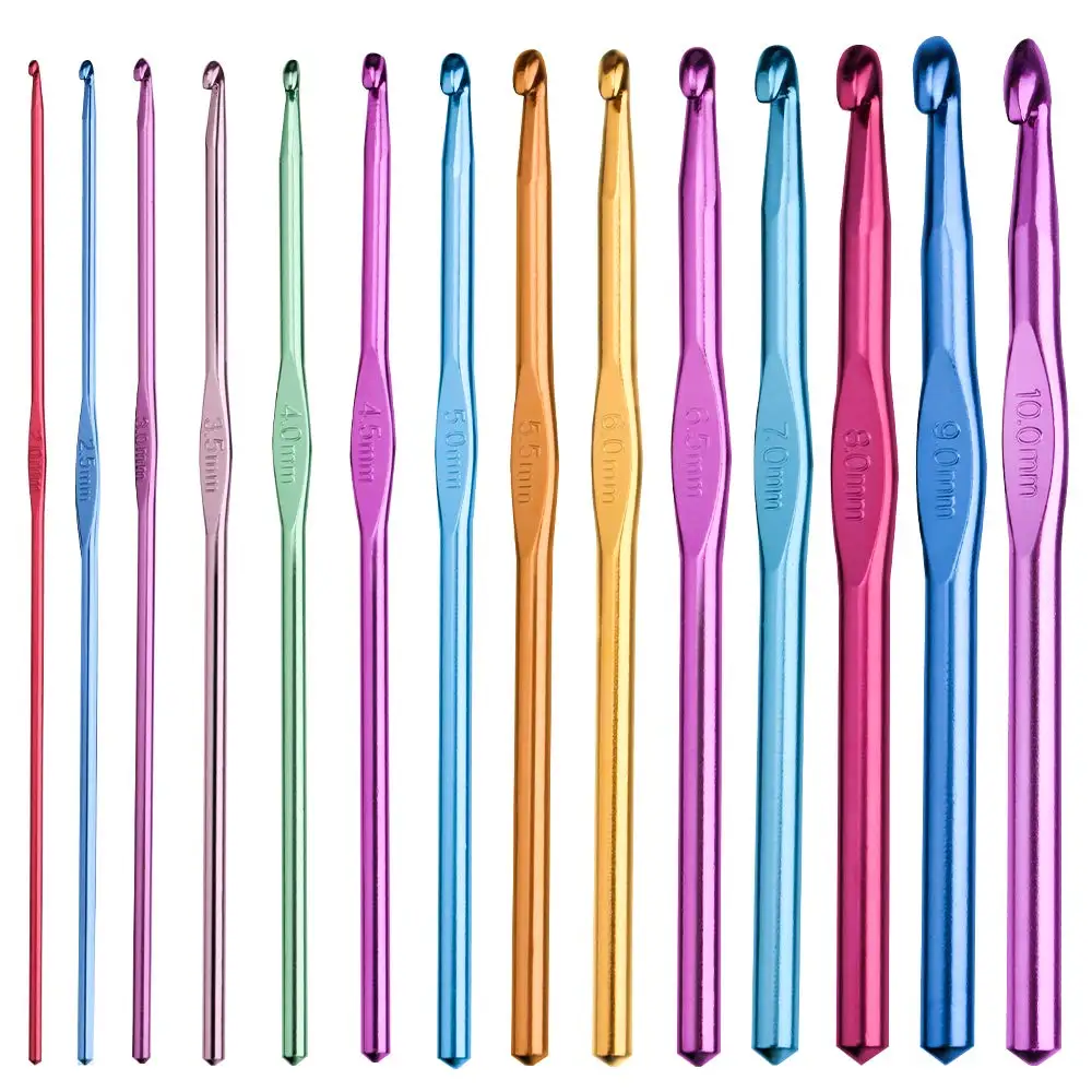 

14 PCS Multicolor Aluminum Crochet Hooks Knitting Needles Set With Case 2-10mm