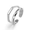 S925 Sterling Silver Plain Screw Shaped Geometric Double Opening Adjustable Ring for Ladies Men Design