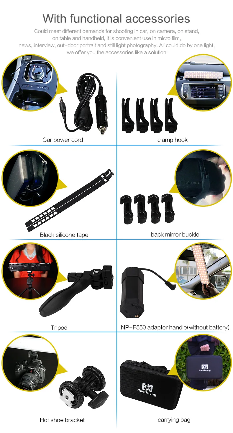 Nanguang Chin LED video light 8W CN-T80C In-Car LED Photo Light handheld led camera rod light Ra 95