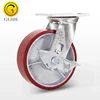 4/5/6/8 Inch Heavy Duty Iron Core PU Caster With Side Brake heavy duty computer storage caster