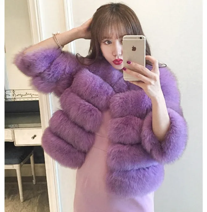 Mink Coats Women 2018 Winter New Fashion Pink FAUX Fur Coat Elegant Thick Warm Outerwear Fake Fur Jacket Chaquetas Mujer