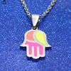 Colored Hamsa hand dongguan jewelry stainless steel epoxy resin pendant 2018