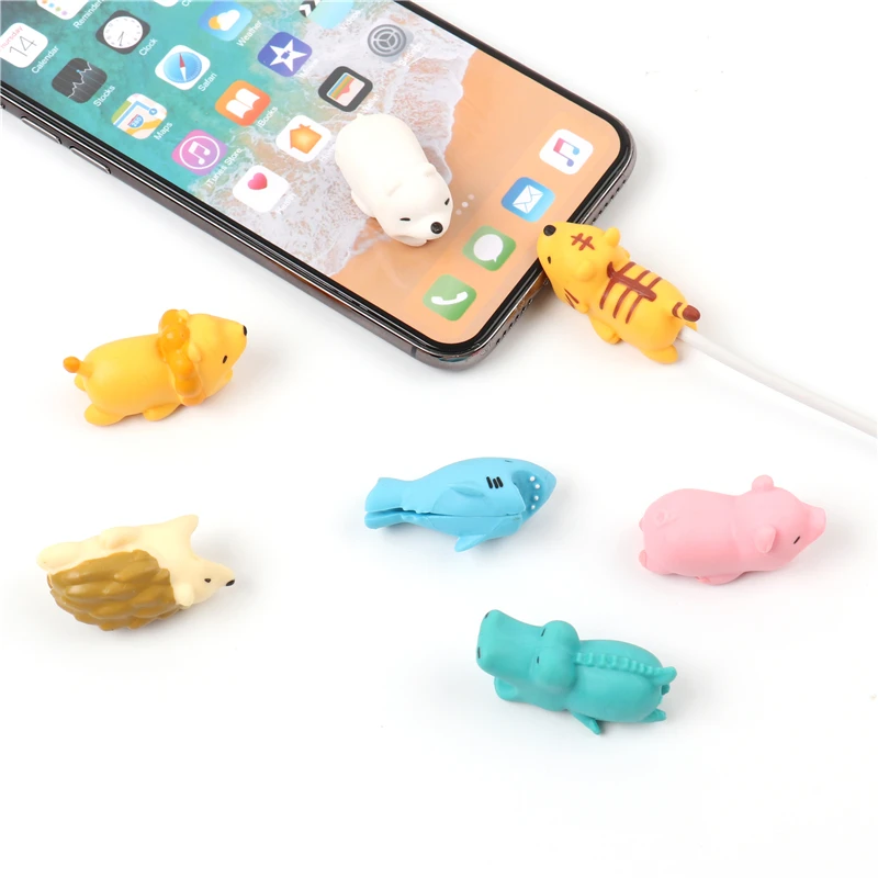 Cute Chompers Organizer Management Dog Cat Duck Rabbit Winder Phone holder Cable Bite Animal Cable Protector For Iphone cable