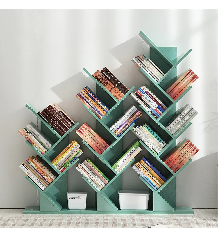 modern three shaped bookshelf design woden mdf bookshelf