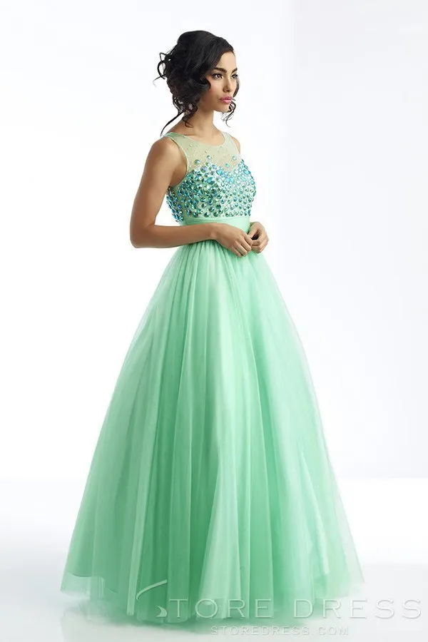 sea green evening gowns