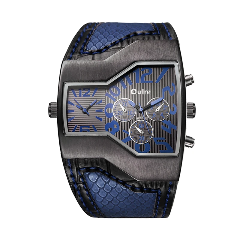 

Oulm Brand Quartz Watch Male Outdoor Sport Wristwatches Multiple Time Zone Mens Designer Watches Top Luxury Brand Men Watch