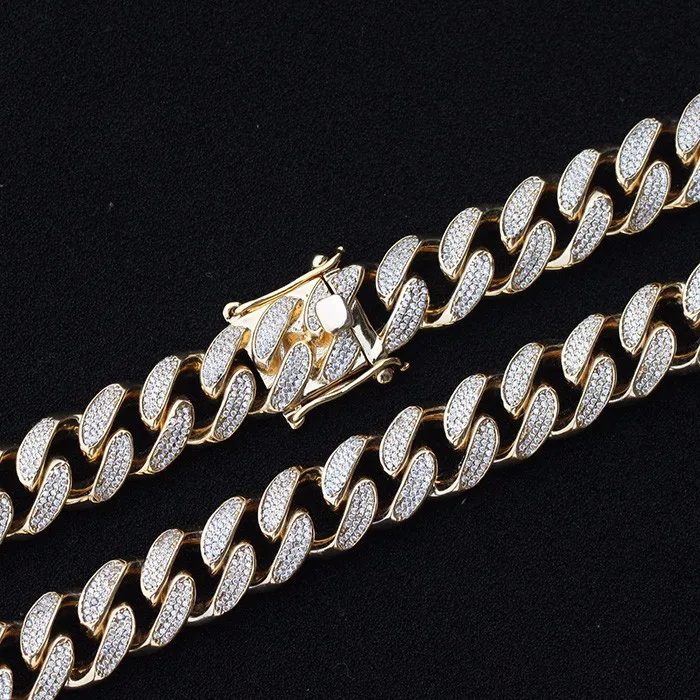 

New Men Design Cuban Gold Chain Diamond, 18k gold;rhodium;rose gold or black