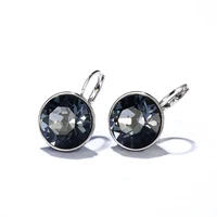 

E803052 xuping luxury single stone circle earring white gold color vietnam fine jewelry crystals from Swarovski