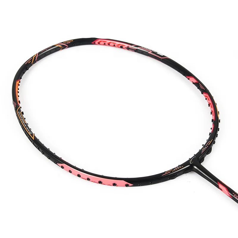 

flex foldable junior badminton racket with wood handle, Pink+orange