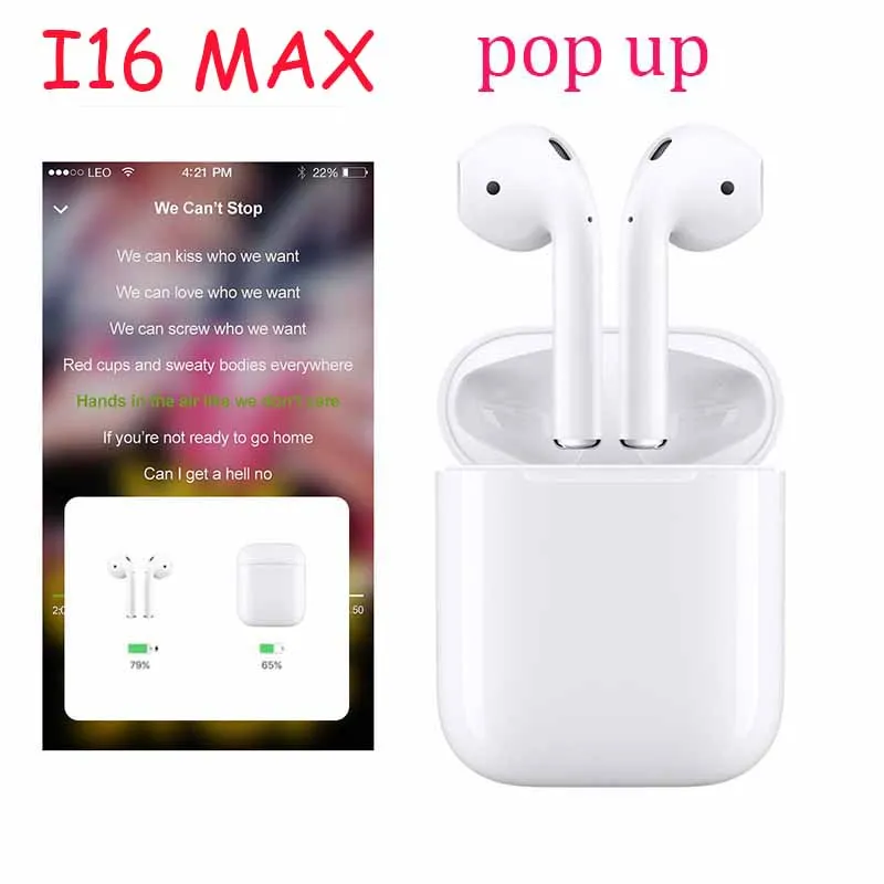 

Pop-up Original i16 MAX TWS 1:1 mini Wireless Blue tooth 5.0 heavy bass sport earphones pk i10 i12 i14TWS