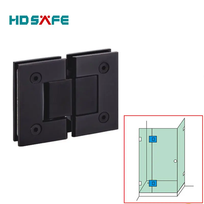 Glass To Glass 180 Degree Black Bronze Finished Glass Shower Door