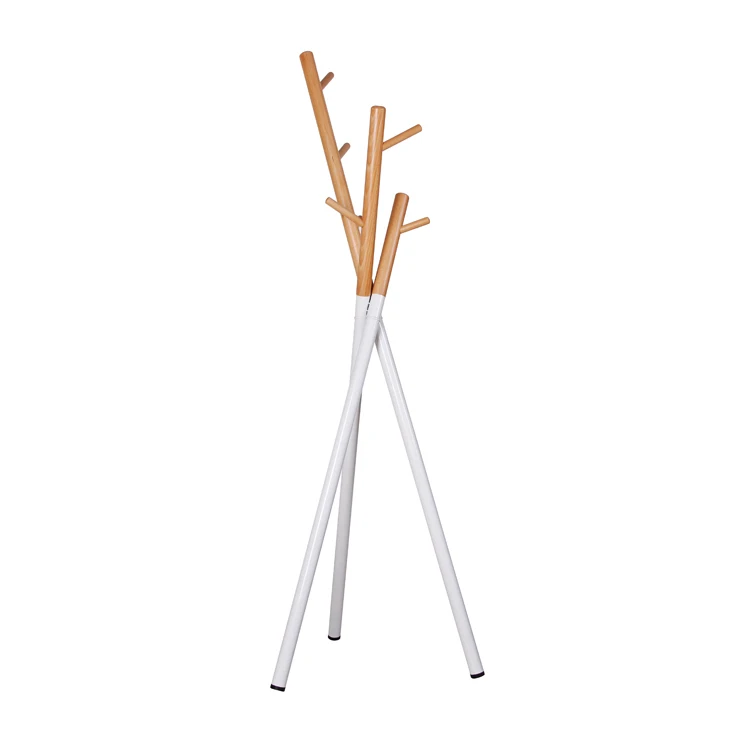 white wooden coat stand