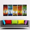 Alibaba Top Supplier Wholesale High Quality 5 Pieces Group Modern Abstract Colorful Trees Oil Painting On Canvas