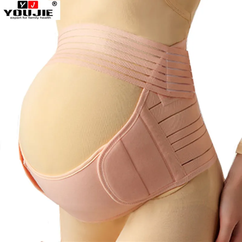 

3 in One Set Elastic Breathable Lumbar Support Pregnancy Abdominal Brace Pregnant Women, Beige, black, pink, white