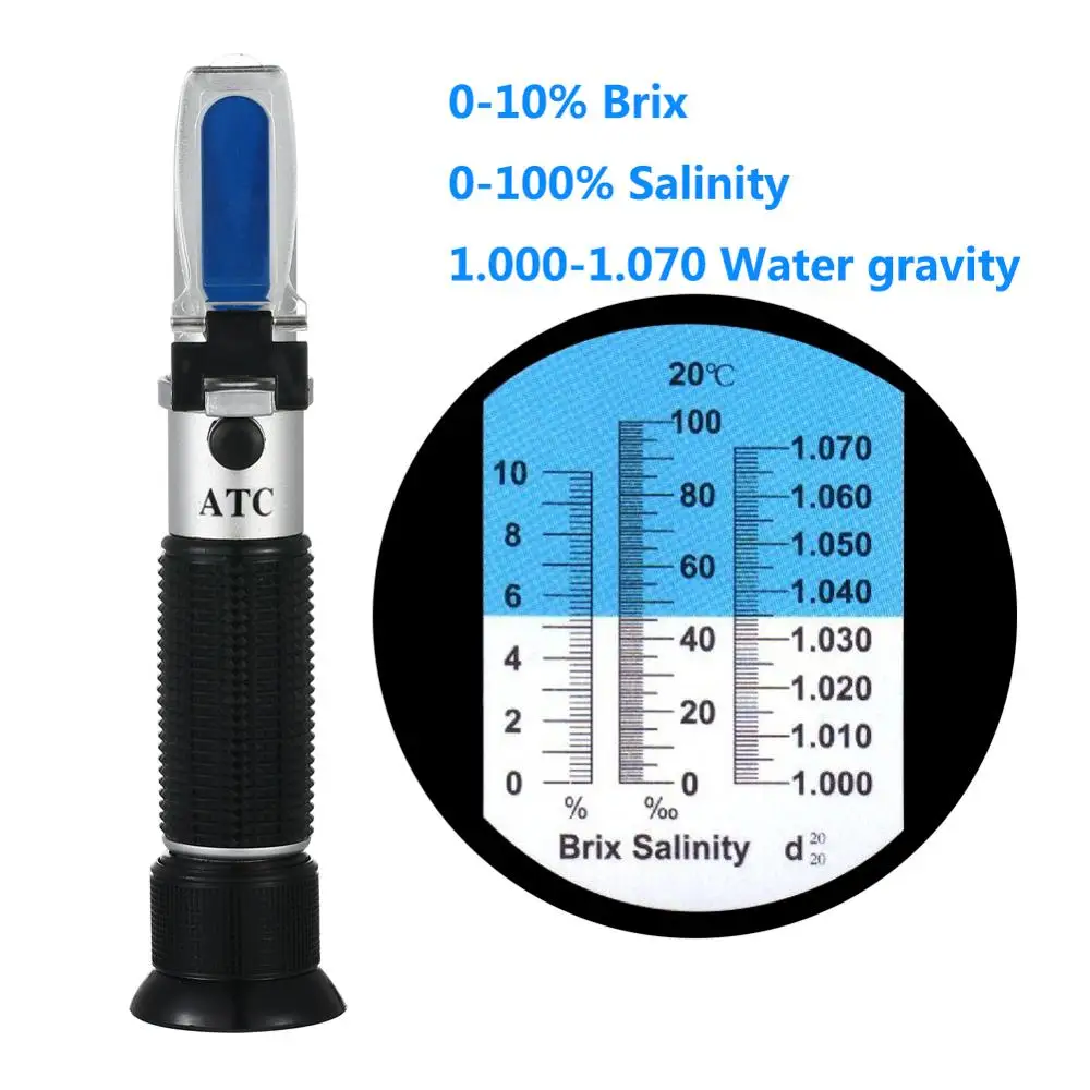 Digital Refractometer Test Salt Water 0100 Atd Meter Handheld Portable 010 Brix