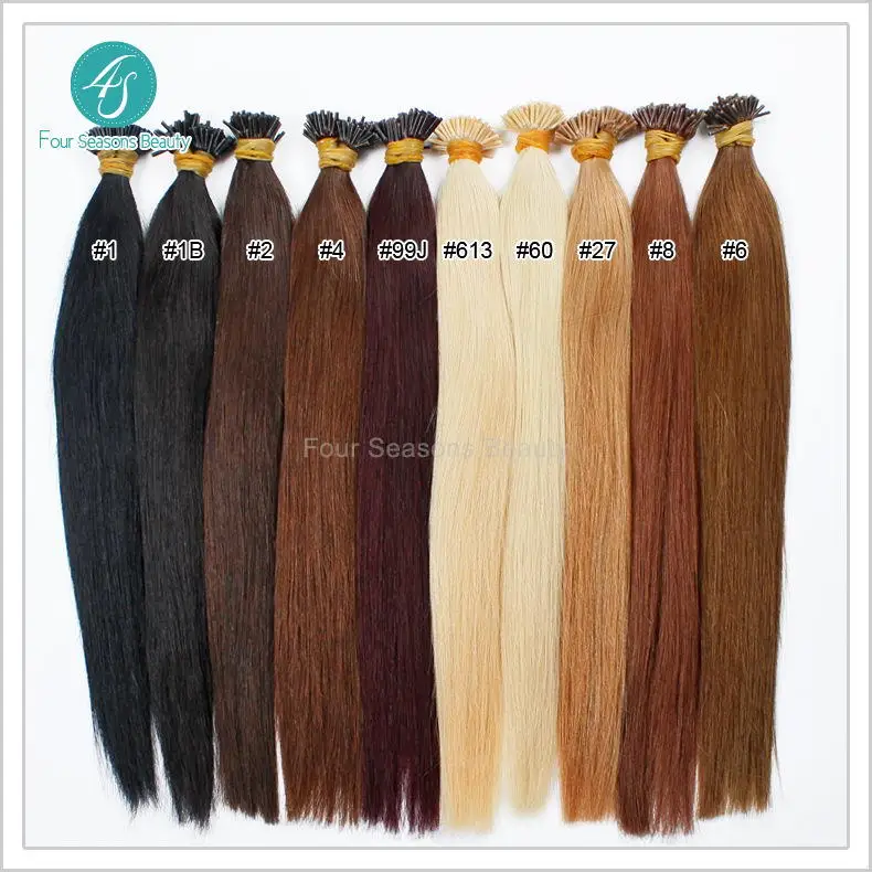 Бразильский я-наконечник наращивание волос цветной наращивание волос 100 rings / много бразильских прямые волосы поставляется в 10 цветов волос