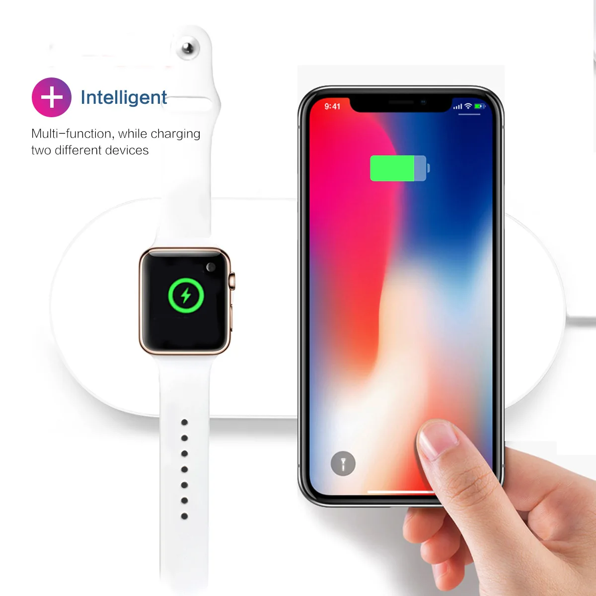 

Amazon Bestseller Dual Wireless Fast Charger For Apple Watch, Black white