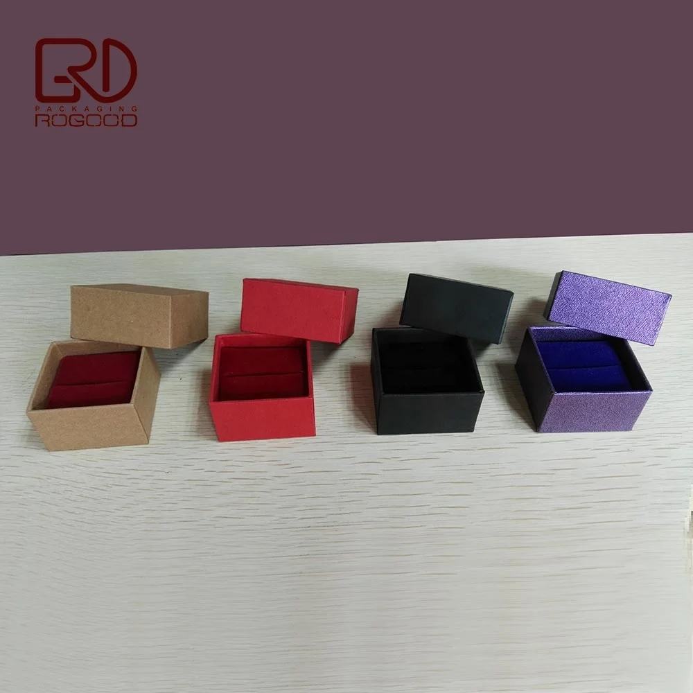 
Square corner cardboard lid and base paper jewelry ring box accept custom logo 