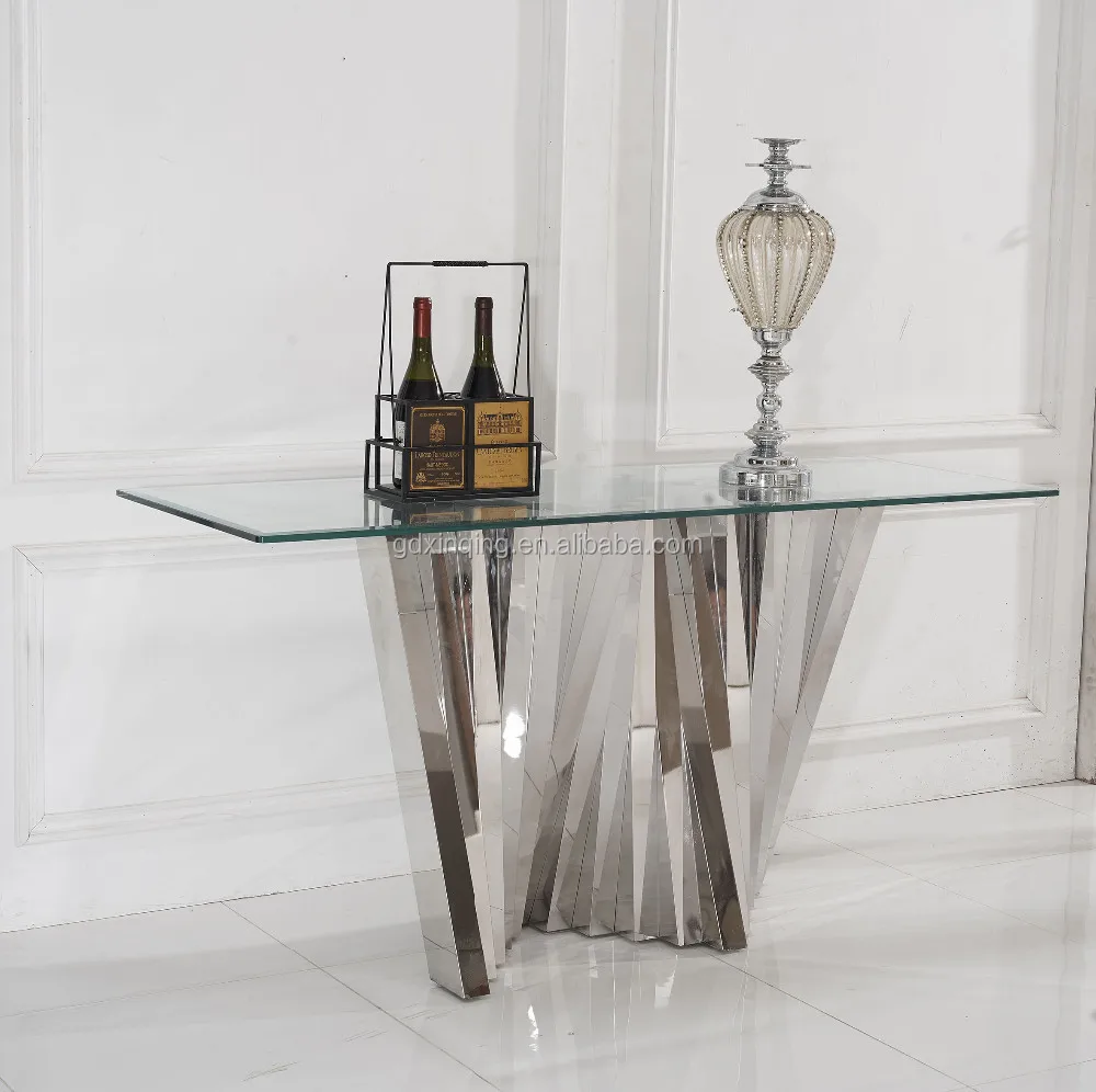 Luxury Modern Metal Console Table With Glass Top Buy Travertine