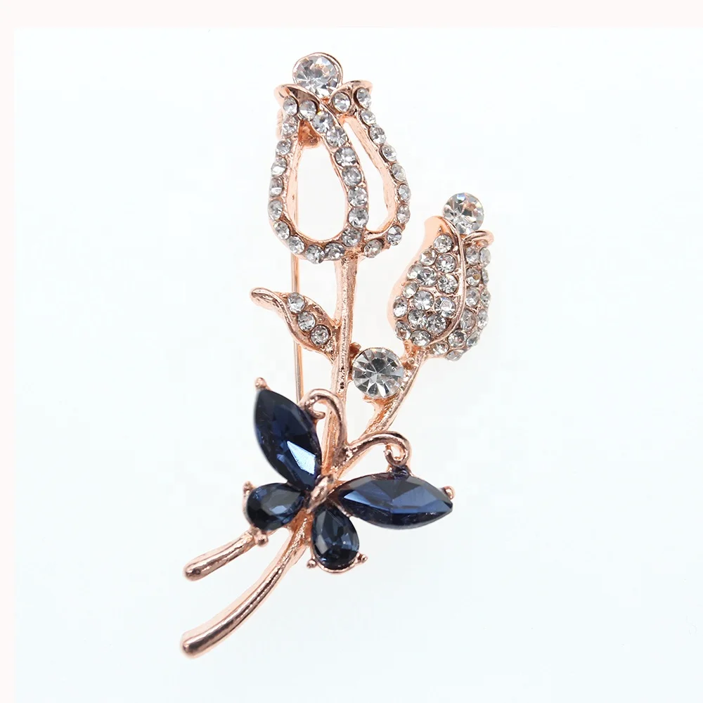 

Hot Sale Multi Style Crystal Rose Flower Bunch Brooch Pin, As picture