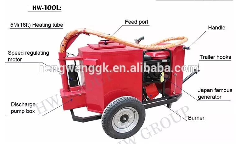 China sale Asphalt road crack sealing machine with 100L hot melt kettle