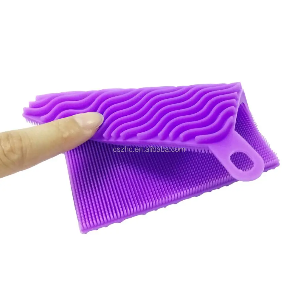 Food grade Square Antibacterial Silicone Dishwashing Brush Sponge Scrubber For Wash Pot Pan Dish Bowl Fruit and Vegetable